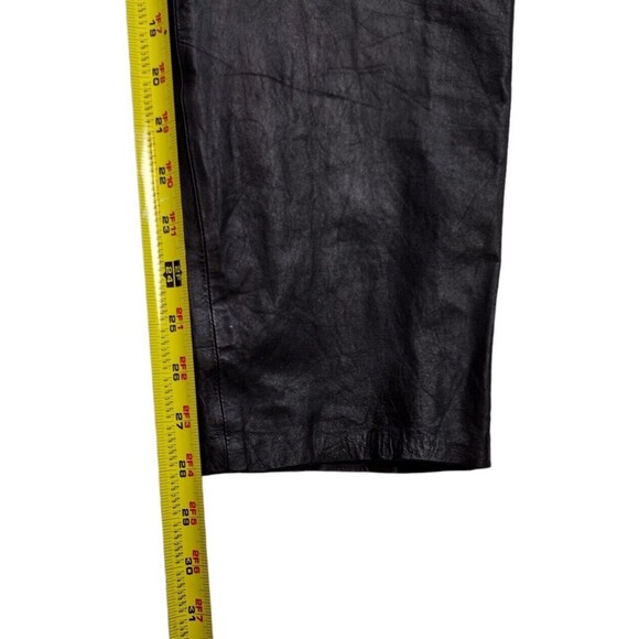 Vintage West Bay Women's Size 8 Leather Pants Black Top Grain Pleated High Rise - Picture 7 of 7